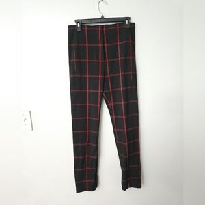 ANN TAYLOR BLACK RED PLAID HIGH WAIST PANTS SIZE 4 Goth Emo